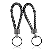 2 Stück Geflochtenes Leder Schlüsselanhänger,Unisex Schlüsselhalter...