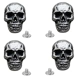 4 Stück Totenkopf-Conchos mit Schraubverschluss, Legierung, für Lederhandwerk...
