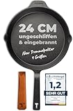 TECOR Gusseisenpfanne Induktion 24 cm ungeschliffen, universell, natürlich -...