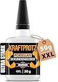 Sekundenkleber Gel für Keramik & Porzellan extra stark – XXL 50 g Superkleber...