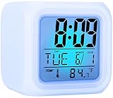 Zonopy Wecker mit 7‑farbig wechselndem Nachttischlicht – Digitale...