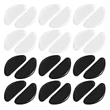 12 Paar Silikon Nasenpad, Selbstklebende Airbag Weiche Nasenpads D Form Antirutsch Klebend Brillen Pad Rutschfeste Transparente Nasenpads mit Klebender Rückseite für Vollrahmen (Schwarz+Transparent)