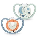 NUK Space Night Babyschnuller | 0−6 Monate | Im Dunkeln leuchtende Schnuller...