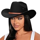 DRESHOW Cowboyhut für Damen & Herren Viehzüchter Western Fedora Filzhut...