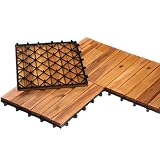 BURI 1qm Holzfliesen Balkonfliesen Holz Fliesen 30x30 cm - Balkonboden...