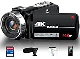 Videokamera Camcorder 4K, 44 MP Vlogging Kamera für YouTube, 18X Digitaler Zoom...