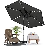 MasterCanopy 230 cm Sonnenschirm mit 24 Solar-LED Patioschirm Gartenschirm...
