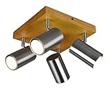 Trio Leuchten Deckenleuchte Marley 812400407, Metall Nickel matt, Holz, exklusiv...