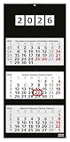 Geiger-Office 3-Monatskalender Wandkalender 2026 BLACK /33 x 70 cm, dekoratives...