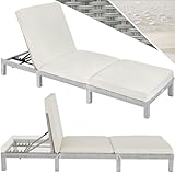 tectake® Polyrattan Sonnenliege mit 6-Fach höhenverstellbarer Rückenlehne,...