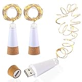 LED Flaschenkorken Beleuchtung, USB betrieben Wiederaufladbar, 1.9 m Kupferkabel...