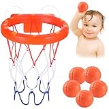 Baby Badewannenspielzeug:5 Bälle ohne Löcher + Basketballkorb mit starkem...