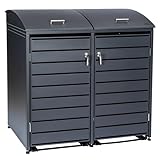 Zelsius Mülltonnenbox 2er Mülltonne mit abgerundetem Deckel | 120-240 Liter |...