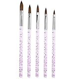 AvoDovA Acryl Pinsel für Nägel, 5 Stk Nail Art Pinsel Set, Gelnägel Pinsel,...