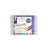 STAEDTLER 3005 TB12 Kalligraphiestift, doppelseitig, Mehrfarbig, 12 Stück, 1...