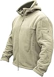 TACVASEN Herren Fleecejacke Military Outdoor Winddichte Jacke mit Kapuze, Gr. L,...