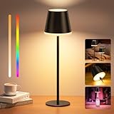 NIBSHOOM Tischlampe Kabellos Dimmbar,5200mAh Led Akku Tischleuchte...
