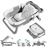 Mexgcom Baby Badewanne, Faltbar Baby Badewanne mit Rutschfestem Badekissen,...