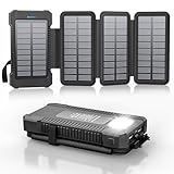 Solar Powerbank 26800 mAh mit 4 Solarpanel, Powerbank USB-C 18W Schnellladung...