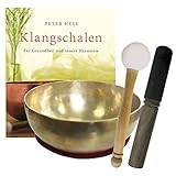 Klangschale KLEINE HERZSCHALE Therapie-Qualität 5-teiliges Klangmassage-Set +...