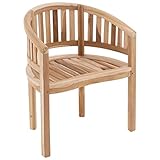 DIVERO Bananenstuhl Miami geschwungen aus Teak Holz, unbehandelt – Reine...