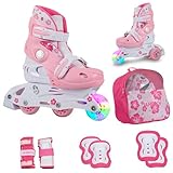 JAMBACH Kinder Inline-Skates mit Schutzset verstellbar zum Rollschuh mit Led...