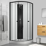 Marwell Dusche Komplettdusche Prime Style - Duschkabine Schwarz/Weiß 85x85x198...