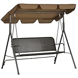 Outsunny Gartenschaukel 3-Sitzer Gartenschaukel mit verstellbarem Vordach PE...
