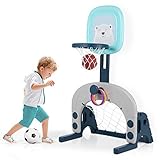 Hadwin Kinder Basketballkorb Set, 3 in 1 höhenverstellbarer Basketballständer...