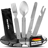 Bundeswehr Edelstahl Besteck 4-Teilig Camping-Besteck Essbesteck für Camping...