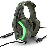 CSL - kabelgebundenes USB Gaming-Headset, Over-Ear Kopfhörer mit Mikrofon, 50mm...