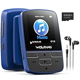 WOLFANG 64 GB MP3-Player mit Bluetooth 5.2, Sportclip, Mini-Größe, Gewicht...