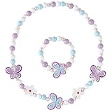 DIFLAX 2 Stück Holzperlen Schmetterling Schmuckset FüR Kinder, Ketten für...