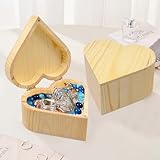 inheming 2 Stück Herz Box aus Holz, Holzkiste in Herzform, Holzbox mit Deckel...