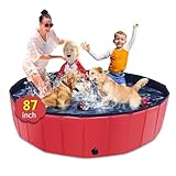 CACSPS Faltbarer Hundepool, 221 x 30,5 cm, Kinderpool mit Hartplastik,...