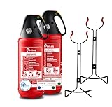 FireLoq 2X 2kg Pulver Feuerlöscher für Brandklasse ABC mit 13A | 89B | C...