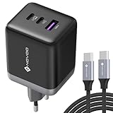 NOVOO 100W USB C Ladegerät GaN Ⅲ 3-Port USB C Netzteil Schnellladegerät PD...