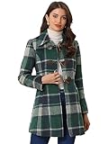 Allegra K Damen Weihnachten Toggle Oberbekleidung Umlegekragen Winter Plaid...