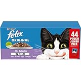 Felix Mix Auswahl in Gelee Katzenfutter, Nassfutter Mahlzeitbeutel mit Rund,...