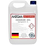 Megaastore Essigsäure 80% (E260) (UN2790) | Ideal als Reiniger und Entkalker...