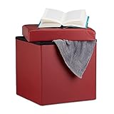 Relaxdays Faltbarer Sitzhocker, Sitzcube mit Stauraum, Fußablage, Sitzwürfel...