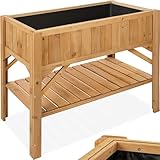 tectake® Hochbeet aus Holz mit Ablagefach, für Garten, Balkon und Terrasse,...