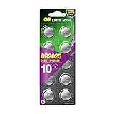 GP Extra Lithium Knopfzellen CR2025 3V | 10 Stück 2025 Knopfzelle (DL2025, CR...