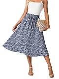 GRECERELLE Damen Rock Sommer Midi Langer Midirock A-Linie Flowy mit Taschen...