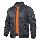 TACVASEN Herren Arbeitsjacke Piloten College Jacket Casual Bomberjacke...