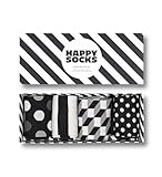 Happy Socks Unisex 4-Pack Classic Black & White Gift Set Socken, Multi, M (4er...