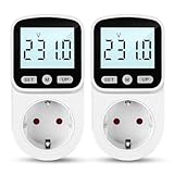 2 Stück Stromzähler für Steckdose 8 Modi Steckdose Energiekostenmessgerät...