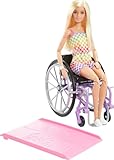 Barbie Fashionista-Puppe, Rollstuhl mit blonden Haaren und Regenbogen-Jumpsuit,...