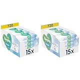 Pampers Harmonie Aqua Baby Feuchttücher Box, 1440 Tücher (15 x 96), sanfter...