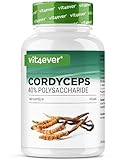 Cordyceps Pilz - 180 Kapseln mit 650 mg echtem CS-4 Extrakt - 40% bioaktive Polysaccharide - Laborgeprüft - Hochdosiert - Raupenpilz - Vegan
